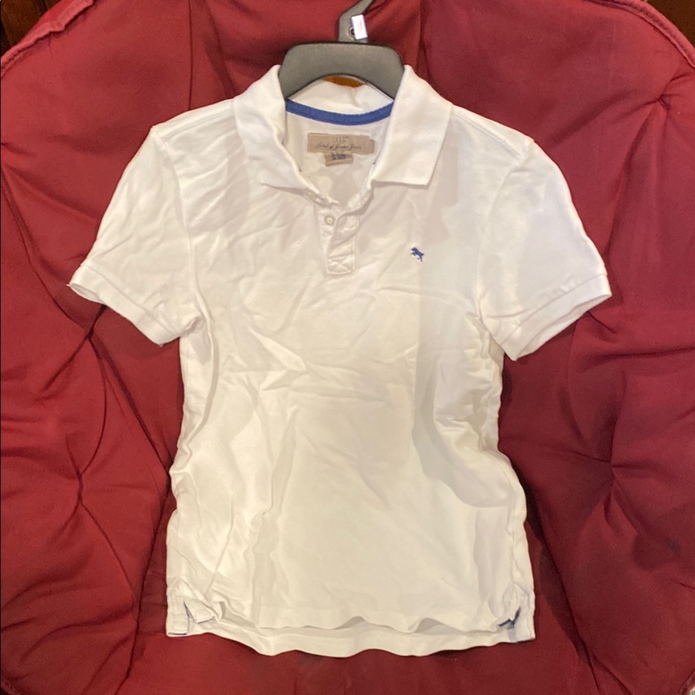 White Polo Shirt with Embroidered Logo by LOGG. Size 10-12 Boy